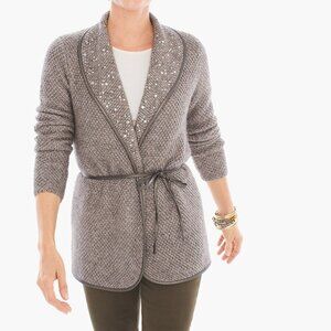 Chico's Embellished Tully Open Front Cardigan Size 0